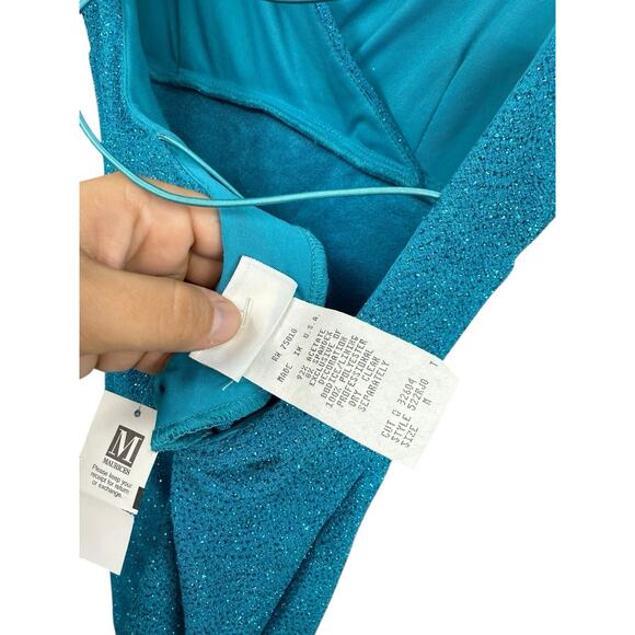 A Fortiori Maurice’s Y2K Open Back Prom Dress Evening Gown Turquoise Sparkle M - Picture 8 of 9